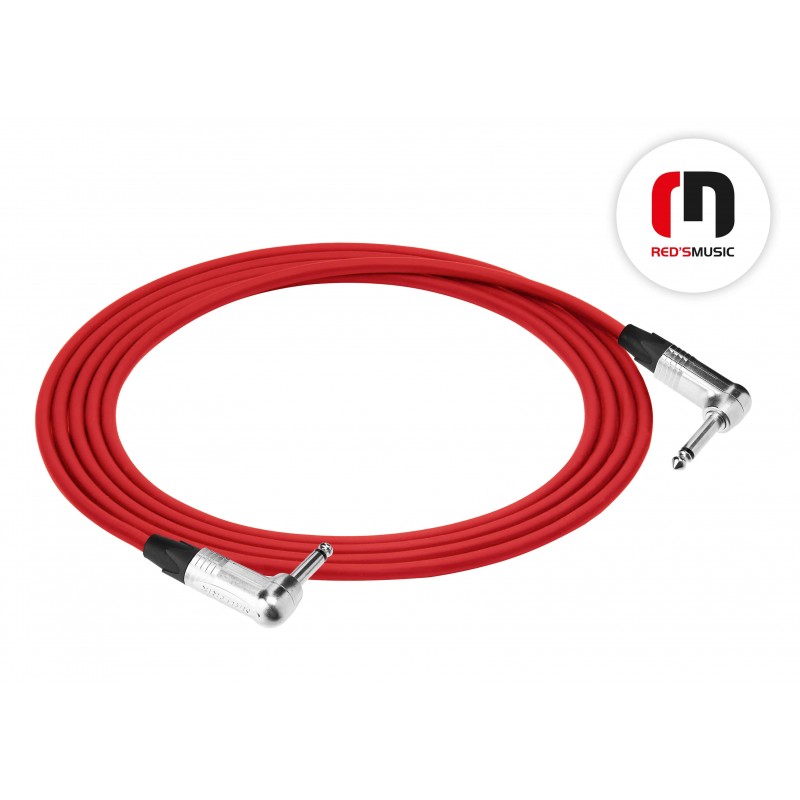 Reds Music  GCN13100-RED Kabel Instrumentalny - STANDARD Neutrik - Jack mono kątowy / Jack mono kątowy długość 10.0 m